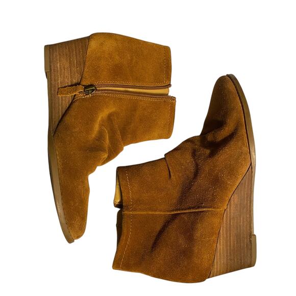 FRANCO SARTO Winston Bootie Size 8M Suede Leather Wedge Side Zip Boots - Picture 6 of 16